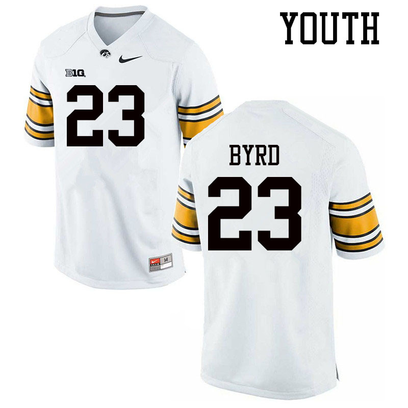 Youth #23 Shadrick Byrd Iowa Hawkeyes College Football Jerseys Sale-White - Click Image to Close